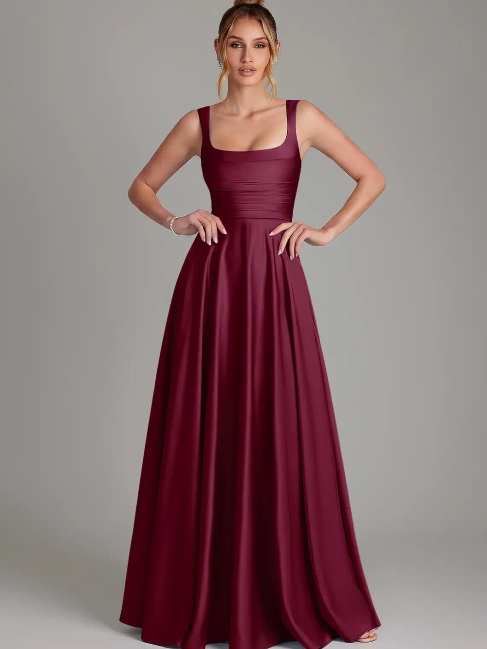 Azazie Azaria mulberry Square-Neck Maxi Dress